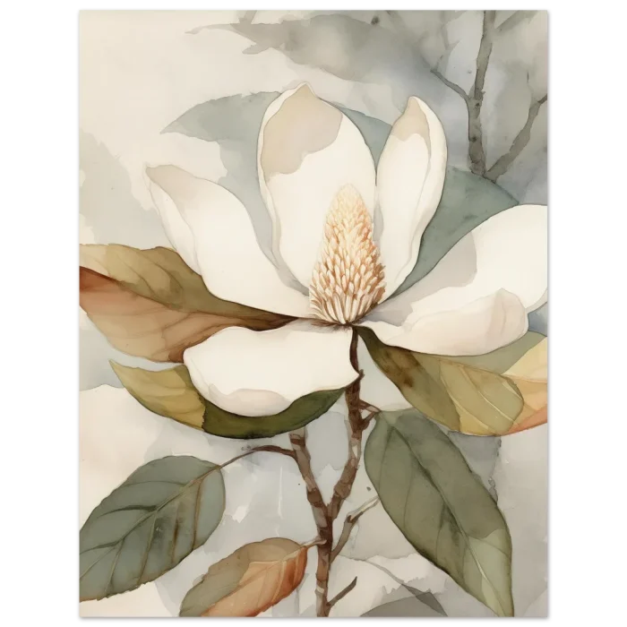 Soft Watercolor Magnolia Bloom - Premium Matte Paper Poster, 40 x 50 cm - Image 5